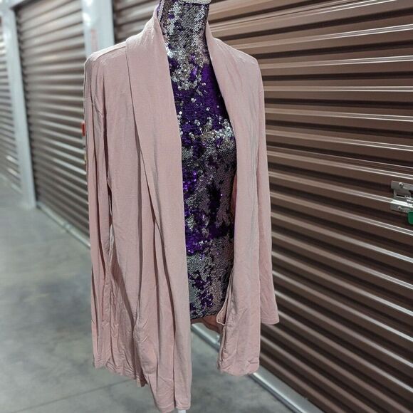 A New Day Size XL Slub Soft Pink Open Front Cardigan with Pockets - Picture 1 of 8